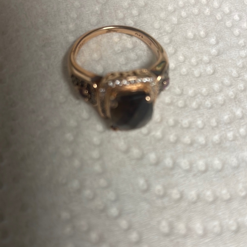 Levian Smoky Quartz Strawberry Gold Ring With Genuine Diamond Accents